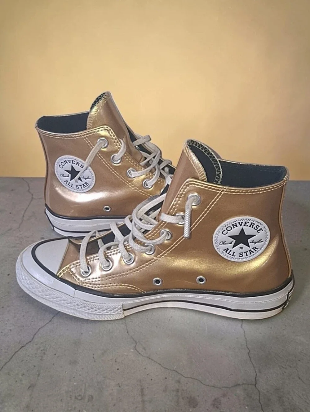 Converse Chuck Taylor All Star Metallic Gold High-Top Sneakers - Women Size 7